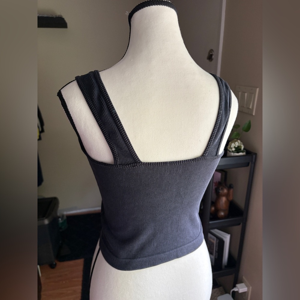 Grey Ribbed Tank Top - Picture 5 of 7